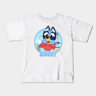 Bluey and Bingo race Kids T-Shirt